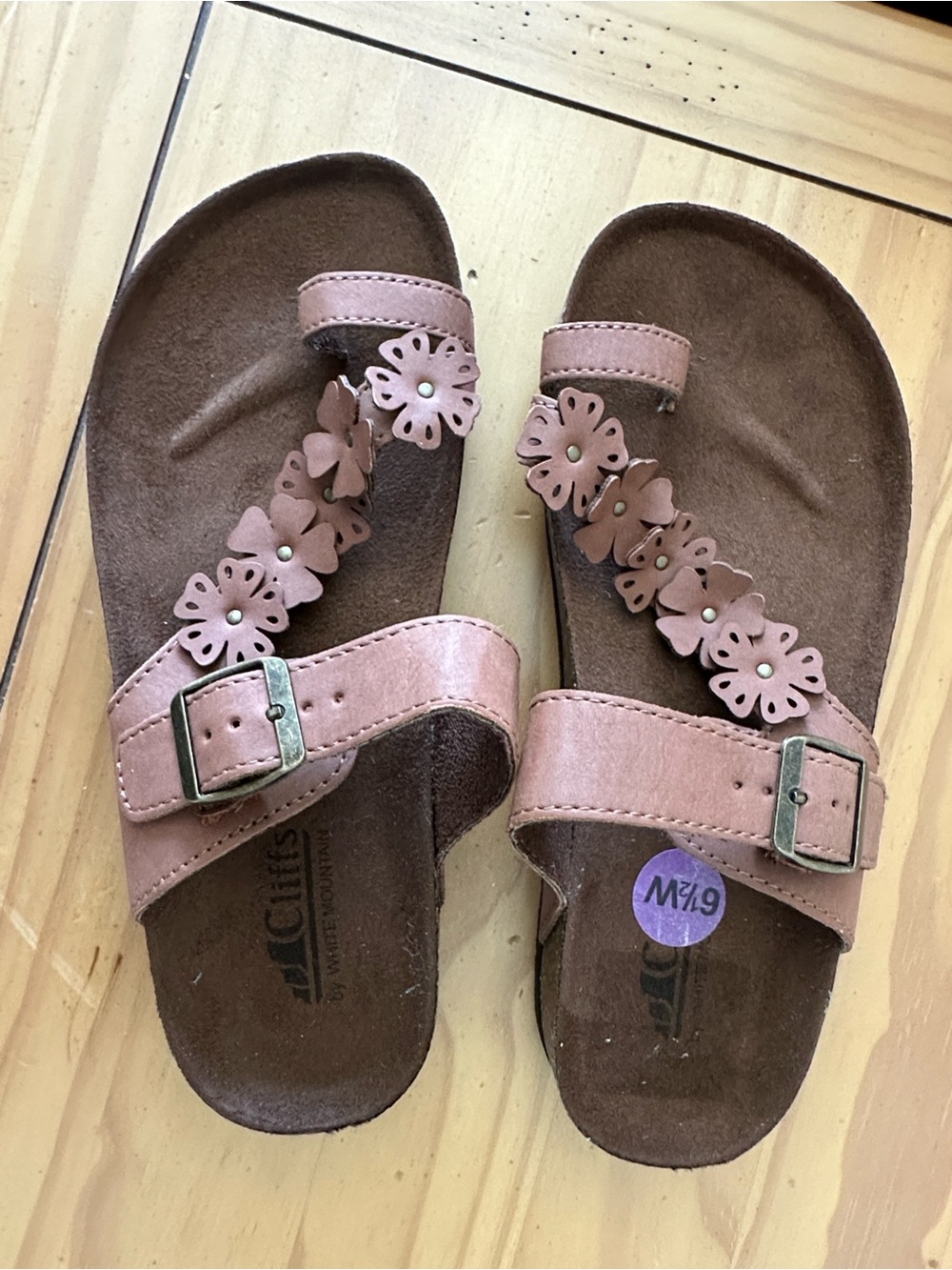Cliffs by WHITE MOUNTAIN Pink Floral Double-Strap Flats